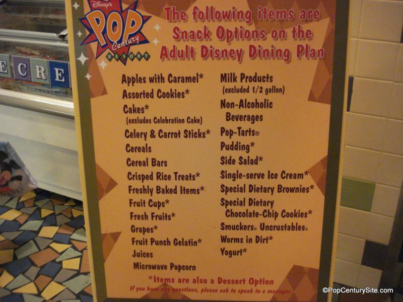 Snack Options on Dining Plan